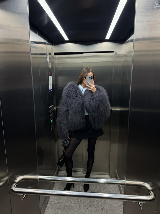 LAMA FUR COAT | DEEP GRAPHITE