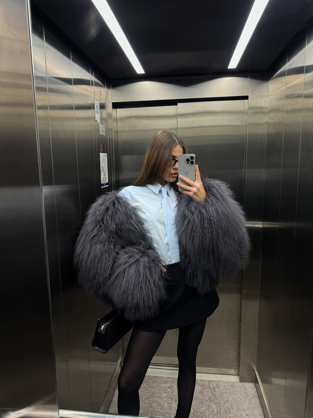 LAMA FUR COAT | DEEP GRAPHITE