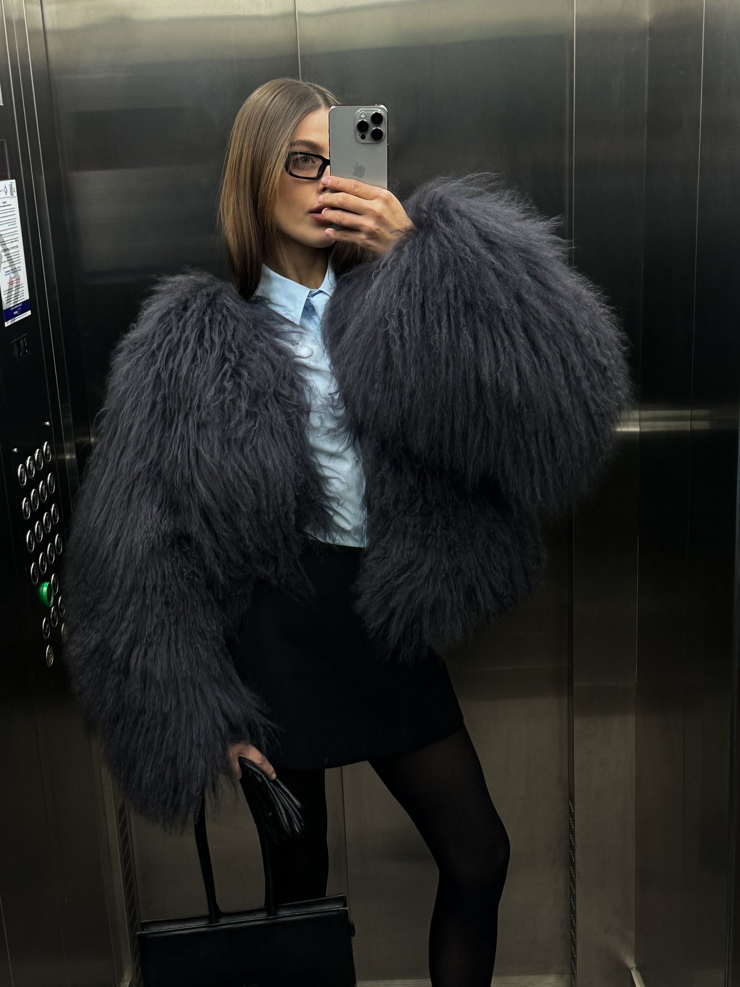 LAMA FUR COAT | DEEP GRAPHITE